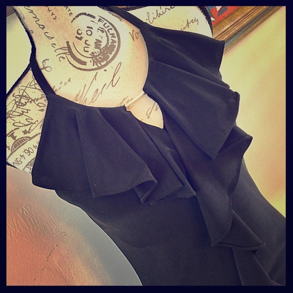 White House Black Market Tops - WHBM Sexy Ruffle Halter Top Black Size Small